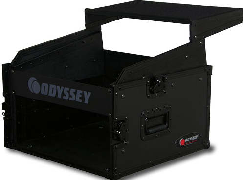 Black Label Series Flight Ready Glide-Style Combo Rack Case: 8RU Top, 4RU Bottom