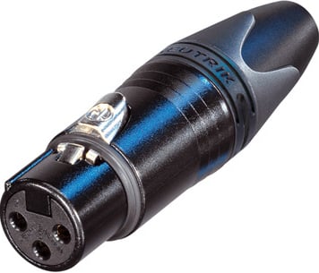 XX-HD 3-Pin XLR-F Cable Connector with Black Housing, Gold Connectors