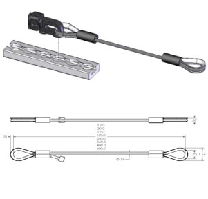 Wire Rope Assembly, 3/16" x 5', Silver