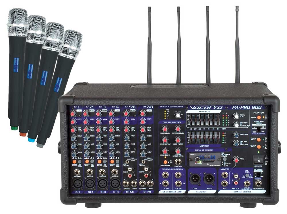 PA Mixer, 4 Mics, SDR-3, 900W