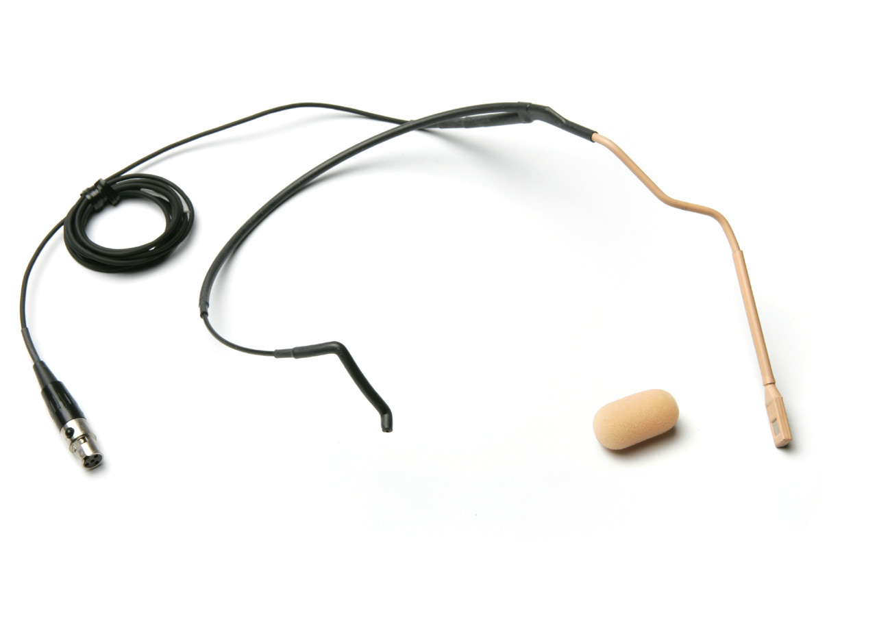 Headworn Cardioid Microphone in Light Beige for TOA Wireless Systems with 3.5mm Connector