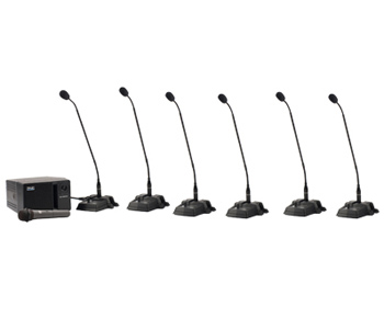 CouncilMAN Conference System with Wireless Receiver, 1 Chairman Microphone, 5 Delegate Microphones and 1 Wireless Handheld Microphone