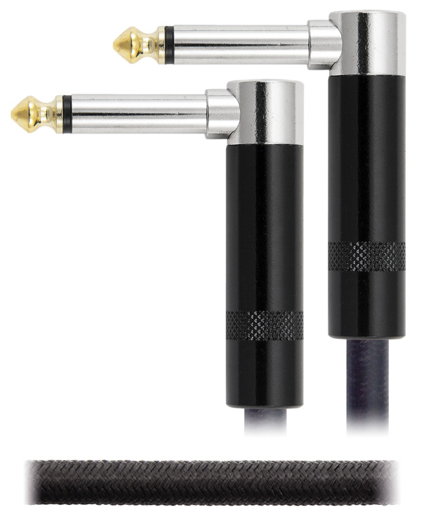 6" Braided Guitar Pedal Link Cable with 1/4" Right Angle TS Male Connectors