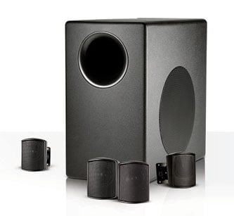 Surface-Mount Subwoofer and Satellite Loudspeaker System in Black