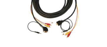 15-pin HD, 3.5mm Stereo Audio & 3 RCA Hydra Multi-Head Plenum Cable, 75ft