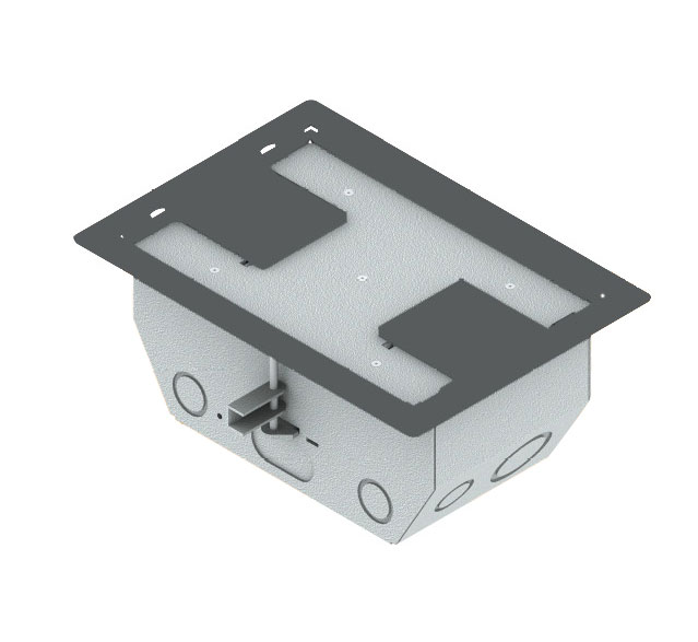 4.5" Deep Back Floor Box, Dual Door, 2-gang, Gray Trim