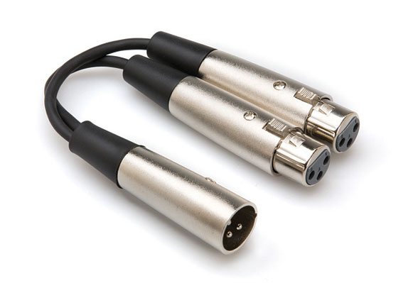 Y Cable, Dual XLR3F to XLR3M, 18 in.