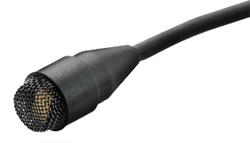 Beige Low-Sensitivity Omnidirectional Lapel Microphone with Sennheiser Adapter