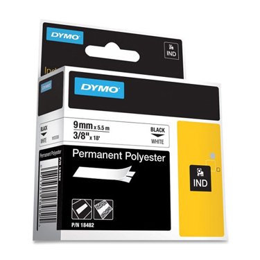 3/8" Industrial White Permanent Polyester Label Tape for Rhino Label Printers