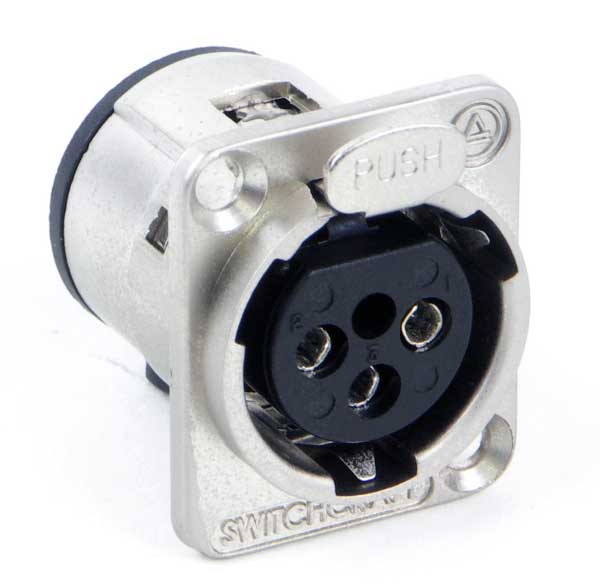 3 Pin XLR-F Connector, Black/Gold