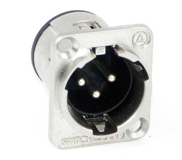 3 Pin XLR-M Square Panel Connector, Black/Gold
