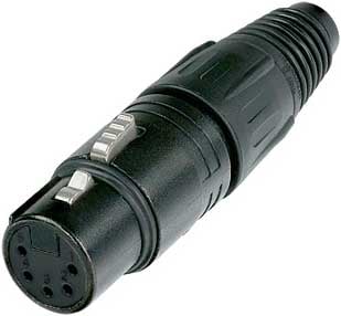 5-Pin Black XLR-F Cable Connector with Gold Contacts