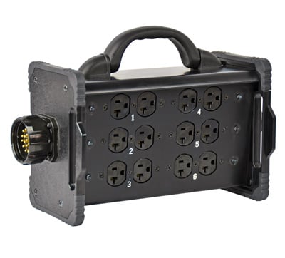 20 Amp "Break Out Box" to Edison Receptacles, Feed Thru