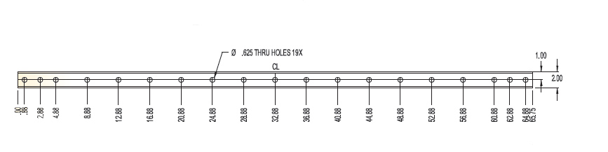 Rigging Beam, 66" 2"x4", Black