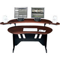 60" Edit Center Dark Cherry Desk with Overbridge