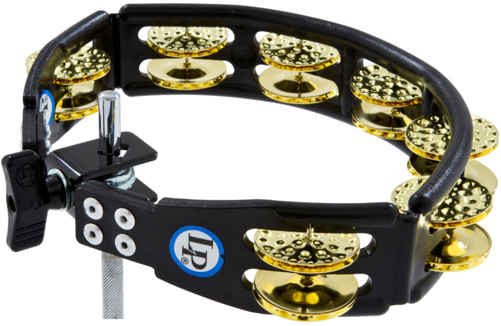 Cyclops Mountable BlackTambourine with Dimpled Brass Jingles