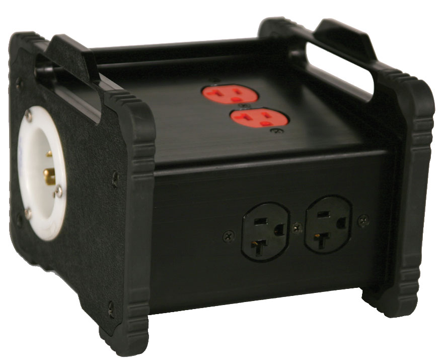 20 Amp "Doghouse" to (3) NEMA 5-20, 20 Amp Color-Coded Duplex Receptacles, Feed Thru