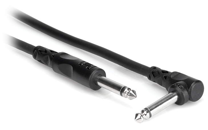 3ft Unbalanced Interconnect Audio Cable - 1/4" TS to Right-angle 1/4" TS