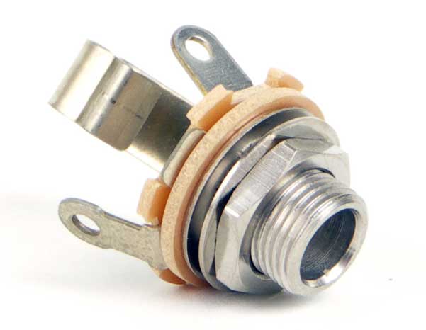 1/4" Stereo 3 Conductor Jack w/Nut & Washer, .375" Long Bushing, Double Open Circuit