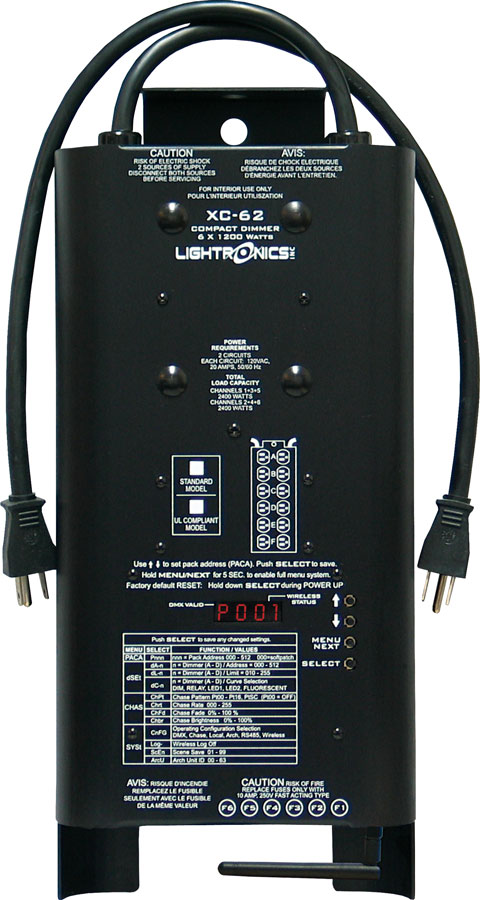 6 Channels x 1200W Wireless DMX Portable Dimmer with 12 Amp Mains Circuit Breaker