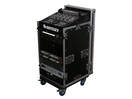 ATA Combo Rack Case with Wheels, 11RU Slanted/16RU Vertical