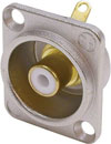 White Female RCA Panel Connector (Nickel Finish)