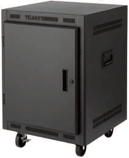 21RU (22"D) Portable Rack with Solid Front Door and 4" Casters