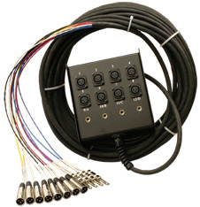 100 ft. 28-Channel Club Series Snake, 24x4, with 1/4" Returns