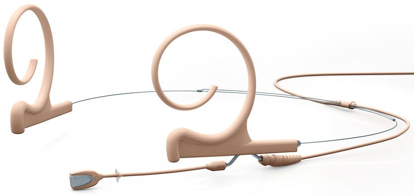 d:fine Omnidirectional Dual Ear Headset Microphone in Beige with Short Boom and MicroDot Connector