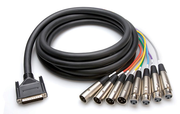 AES/EBU Snake, DB25 to 4 x XLR3M and 4 x XLR3F