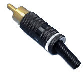 Gold Plated RCA Male Plug Connector with White Ring for Left Audio ID
