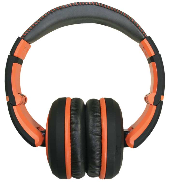 Stereo Headphones with Detachable Cable in Black & Orange