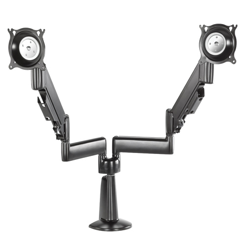 Height-Adjustable Dual Arm Dual Monitor Desk Mount, Black