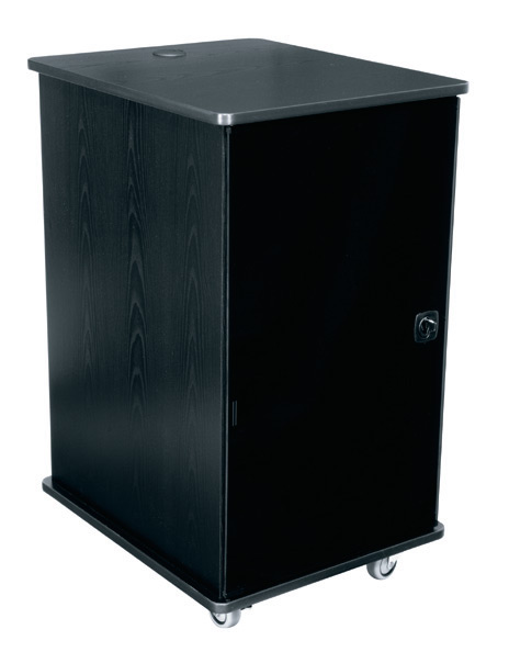 12RU 27"D Mobile Furniture Rack with Knotted Maple Finish
