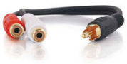 6" Single RCA Mono to Dual RCA Stereo Female Y-Cable