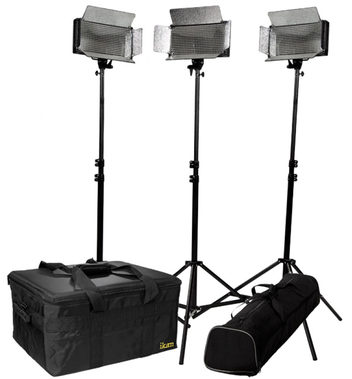 3-Point LED Light Kit with Stands & Cases
