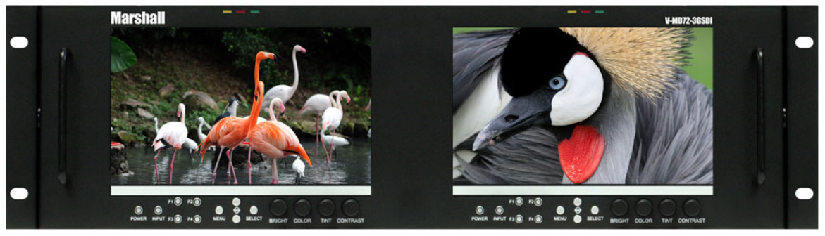 Dual 7" 3RU High Resolution LCD Rack Mount Monitor with 3G-SDI Modules and Loop-Through