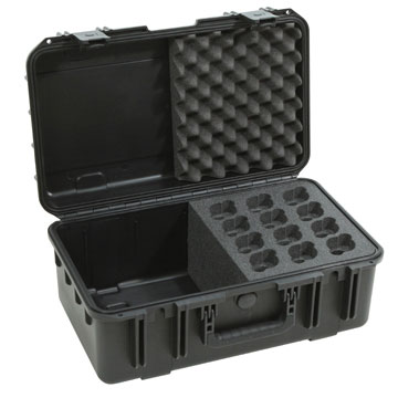 Molded Case with Foam for 12 Microphones and Cables