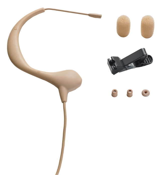 Earset Mic, Omni Condenser wired for UniPak Transmitters, Beige