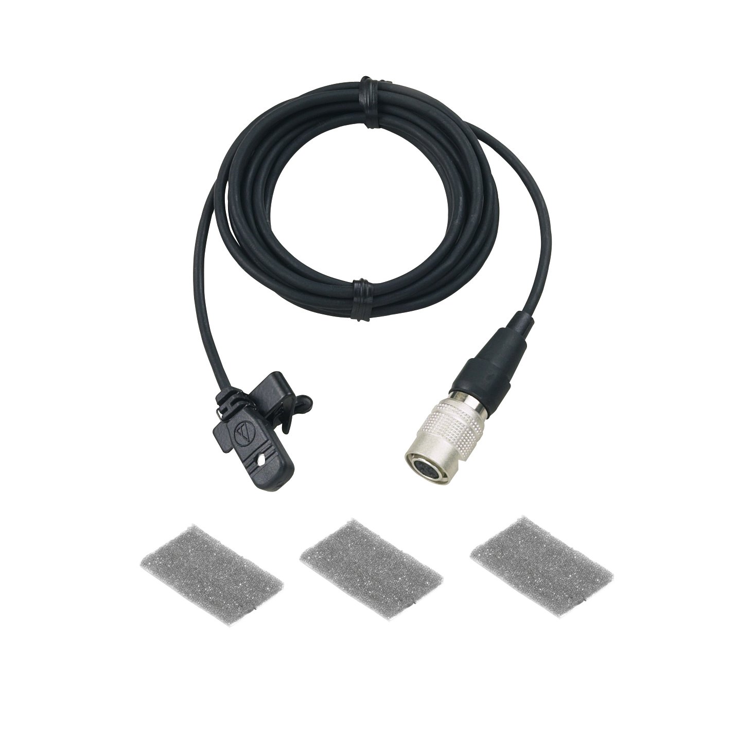 Lavalier Microphone, Omnidirectional, Condenser, 55" Cable, Terminated with 4-Pin Locking Connector for A-T UniPak Wireless Systems, Black