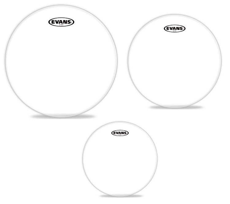 3-Pack of G1 Clear Tom Tom Drumheads: 12",13",16"