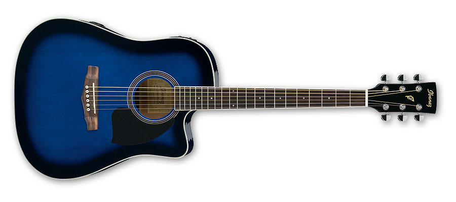 Electric Acoustic Guitar, Transparent Blue Sunburst finish