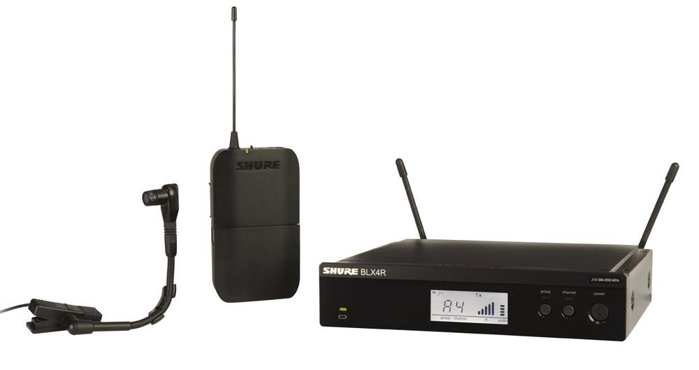BLX Wireless Instrument Rackmount System with WB98H/C Instrument Microphone, 584-608 MHz