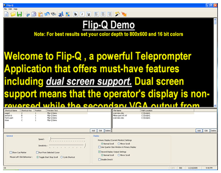 Teleprompter Reversing/Scrolling Software