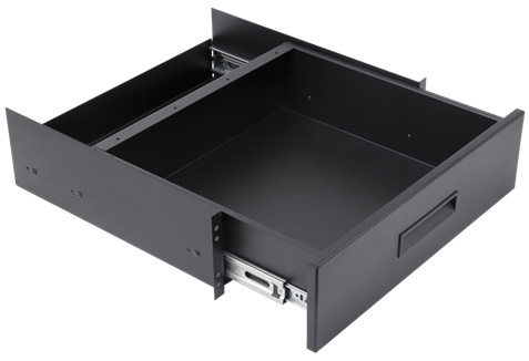 3 RU Recessed Storage Drawer in Black with 14.75" D Extension