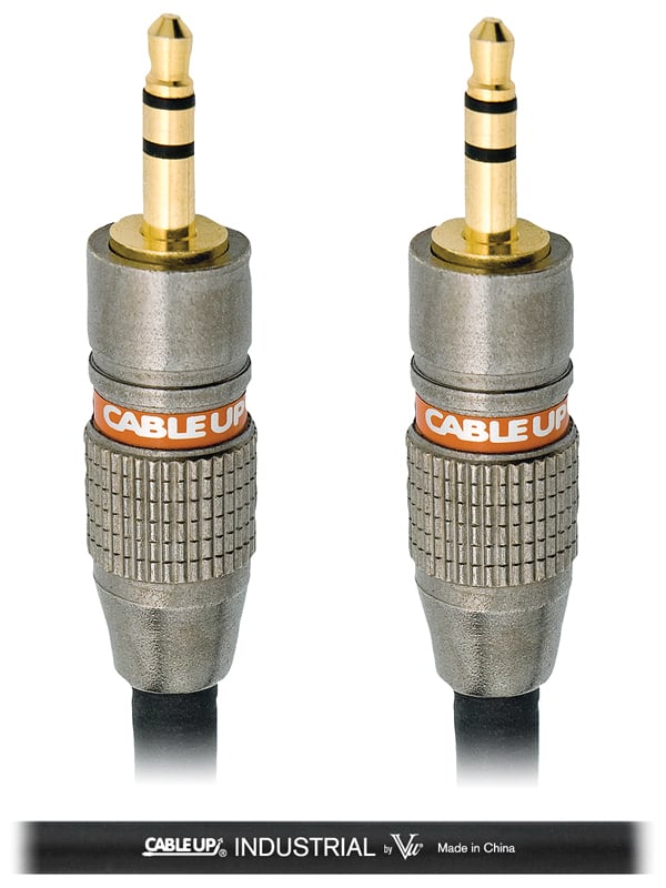 10 ft 3.5mm TRS-M to 3.5mm TRS-M Industrial Balanced Interconnect Cable in Black