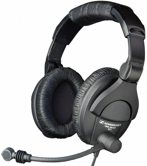 Headphones with Supercardioid Boom Microphone and Bare End Leads