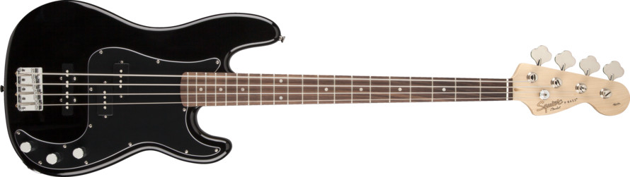 Black Electric Bass Guitar with Rosewood Fretboard