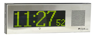 Small Surface-Mount Singlewire/PBX-Compatible IP Clock with Red/White/Blue Flashers