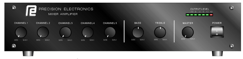250-Watt 2 Rack Unit Mixer Amplifier